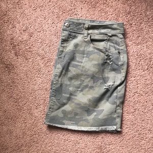 Distressed Camo Mini Skirt